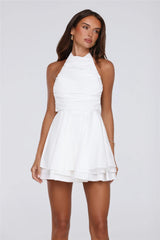 Dusk Kiss Halter Mini Dress White