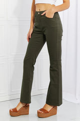 Clementine High-Rise Bootcut Jeans in Dark Olive