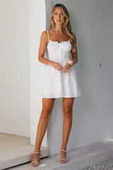 Be Who I Am Linen Blend Mini Dress White