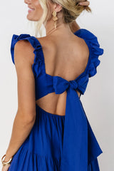 Aria Back Tie Dress | Blue