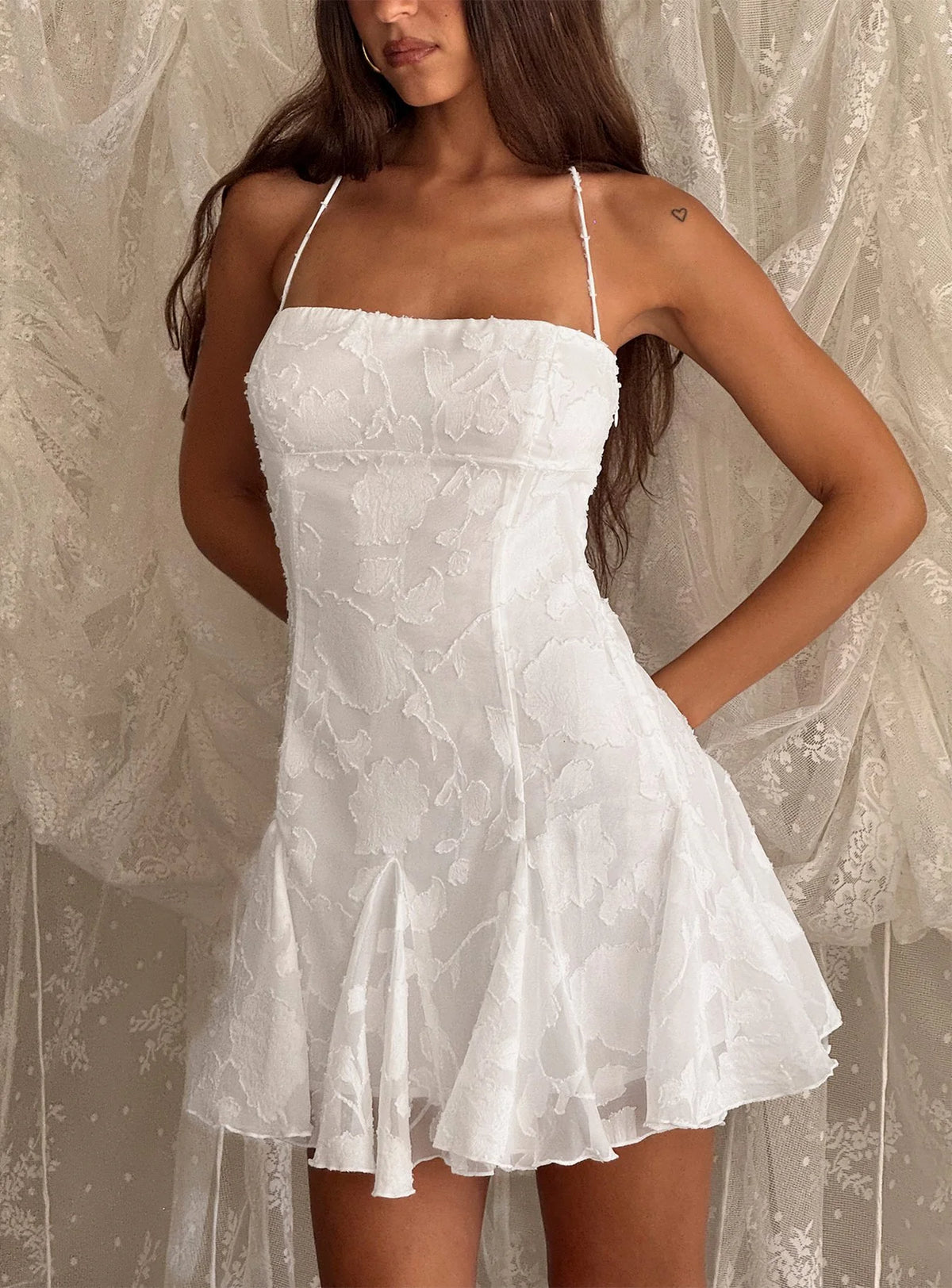Delamere Mini Dress White Burnout