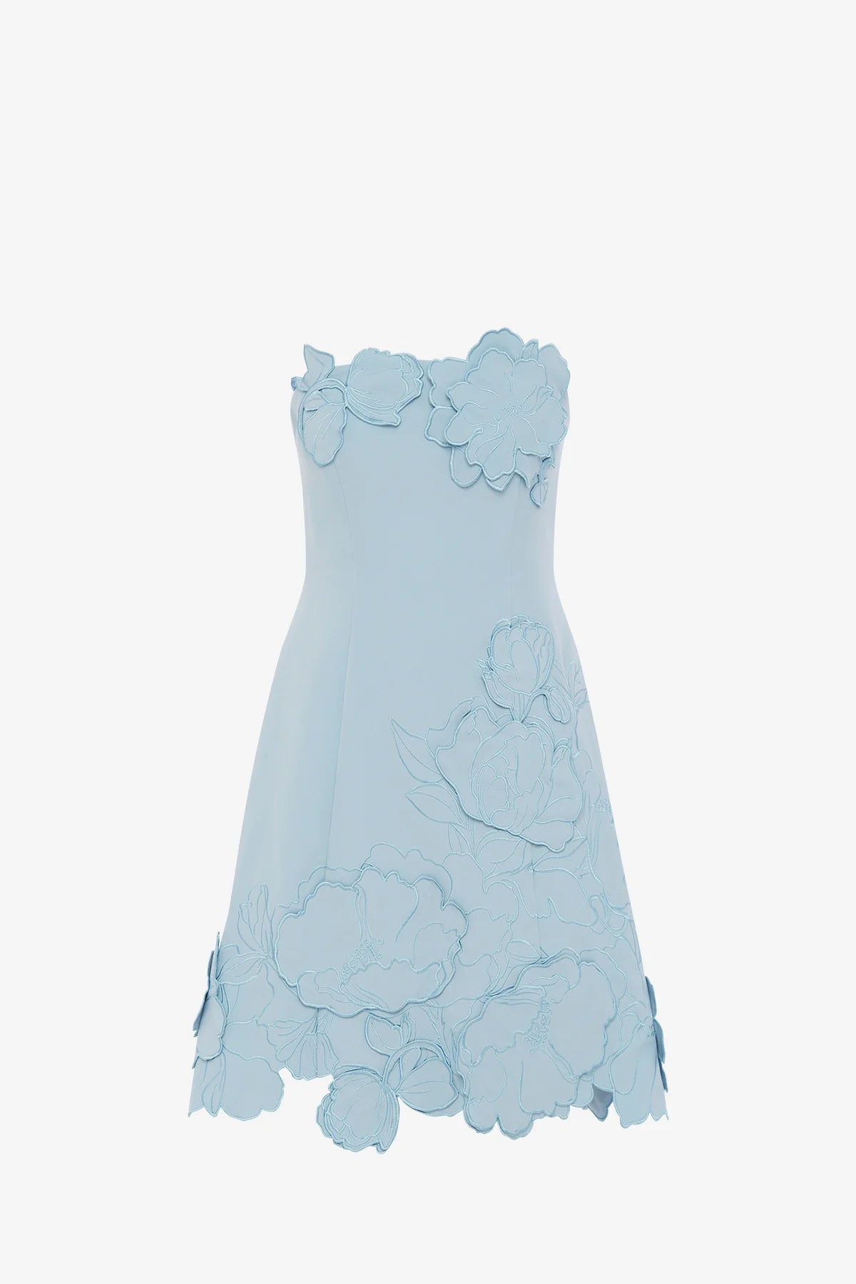 Ayla Appliqué Bustier Mini Dress - Baby Blue