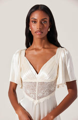 Aurelia Satin V-Neck Midi Dress