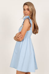 Billie Frill Sleeve Mini Dress - Light Blue