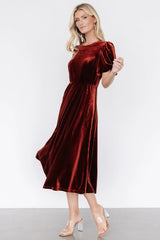 Nita Velvet Midi Dress | Deep Cinnamon