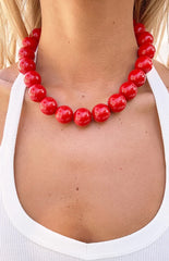 Asher Red Beaded Necklace