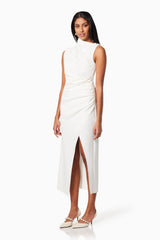 Genoa Fitted Midi Dress In White