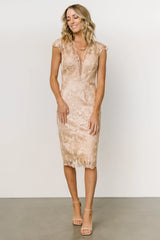 Jacqueline Embossed Midi Dress | Champagne
