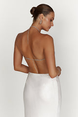 MESHKI Asteria Diamante Halter Top - Powder Blue