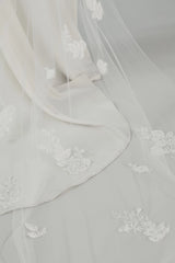 R255U - Cathedral length veil with shimmer lace