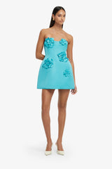 Rosario Petal Bustier Mini Dress - Aqua