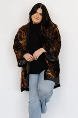 Amal Velvet Kimono | Black Multi