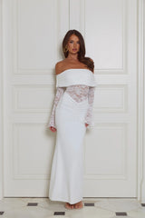 Luxe Temptress Off Shoulder Maxi Dress White