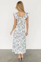 Sorrento Ruffle Dress | Blue Floral