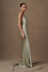 MESHKI Ensley Satin Maxi Dress - Sage