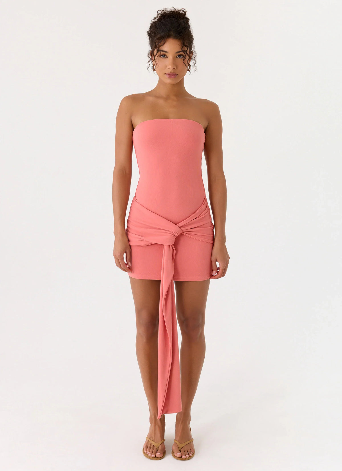 Jiliana Strapless Mini Dress - Coral