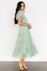 Liv Tulle Midi Dress | Light Green