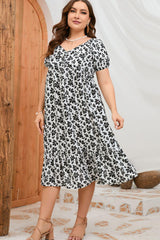 Floral Short Sleeve Midi Dress
