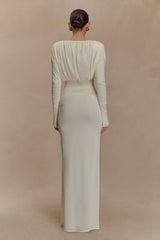 Hayden Long Sleeve Plunge Maxi Dress - Ivory