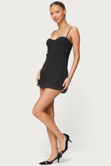 Petite Polka Dot Cupped Chiffon Mini Dress