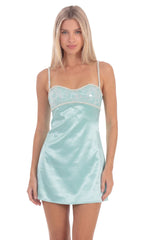 Sequin Sweetheart Mini Dress in Mint