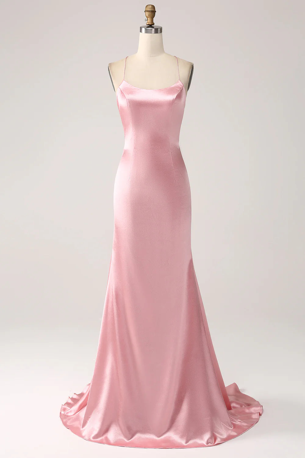 Blush Mermaid Spaghetti Straps Long Prom Dress
