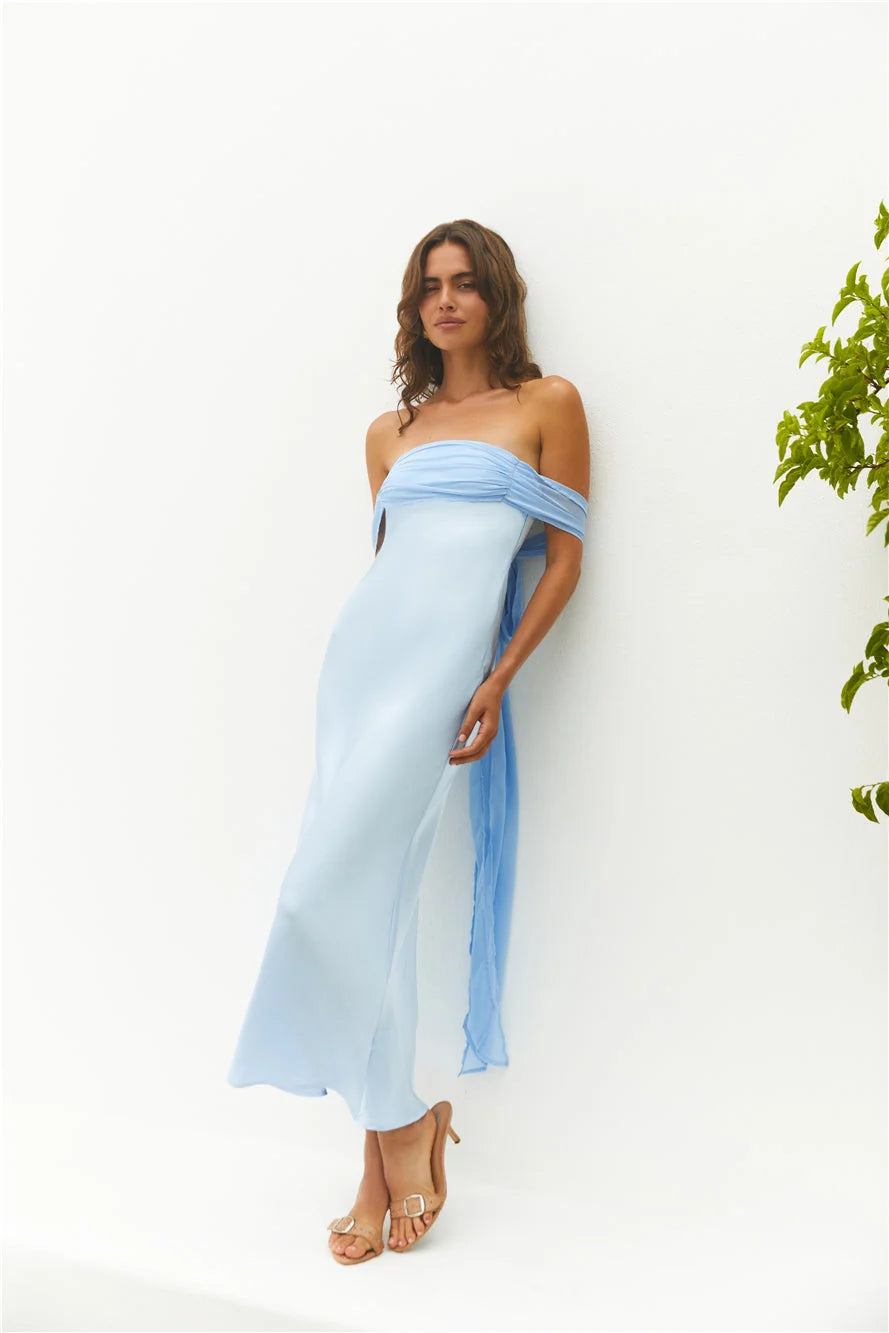 Cleo Cove Strapless Maxi Dress Blue