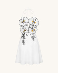 Orchid Embroidered Halter Mini Dress - White