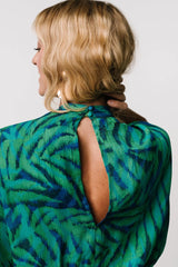 Janessa Midi Dress | Green + Blue Print
