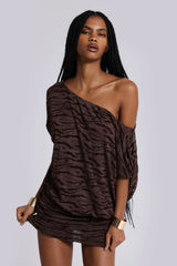 Ophidian Devore Backless Mini Dress in Zebra