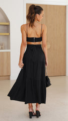 Saraya Top and Skirt Set - Black