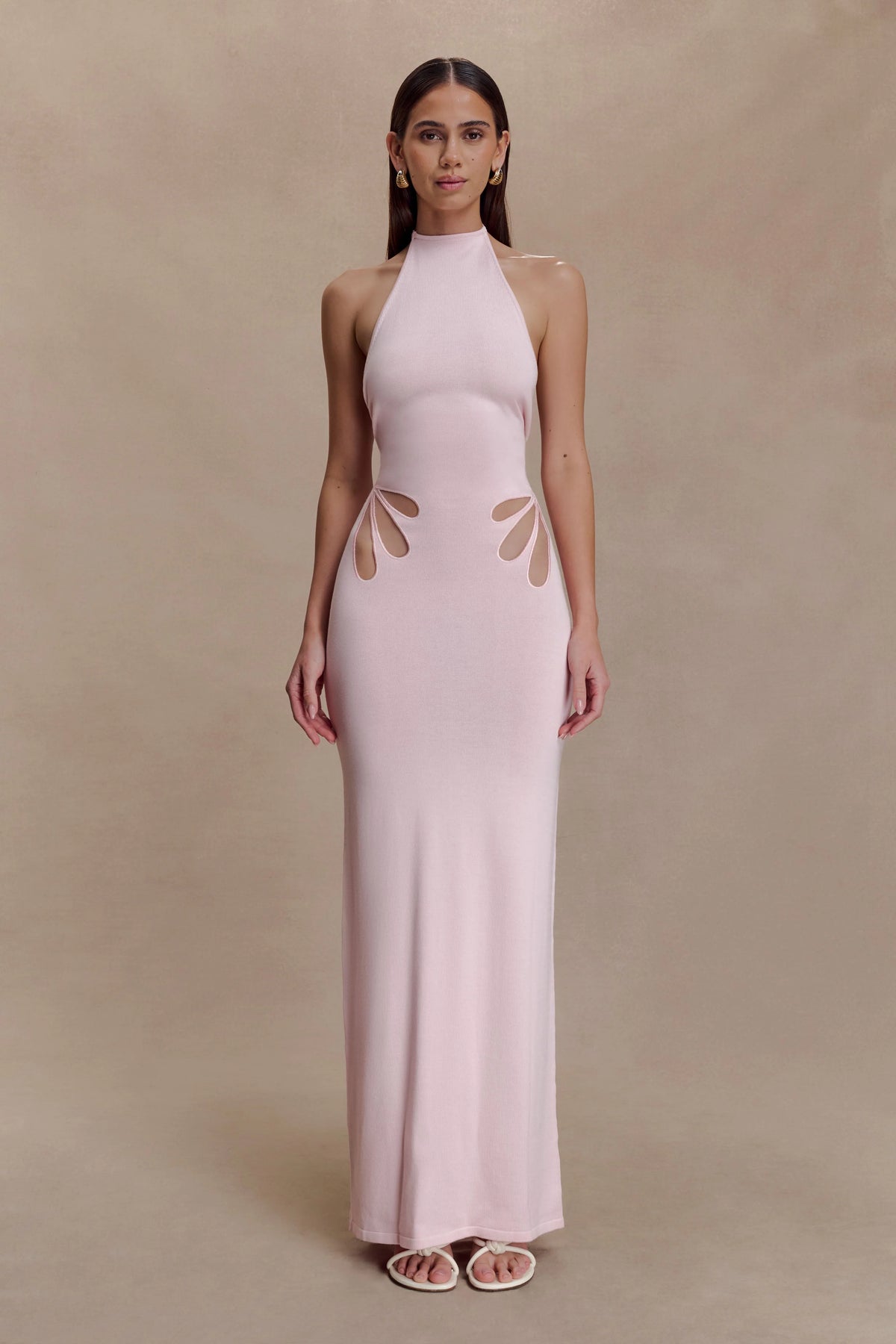 Brock Knit Halter Maxi Dress - Baby Pink