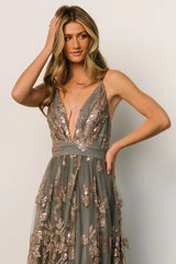 Lucienne Shimmer Maxi Gown | Eucalyptus + Rose