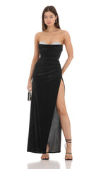 Emerson High Slit Rhinestone Mesh Formal Dress
