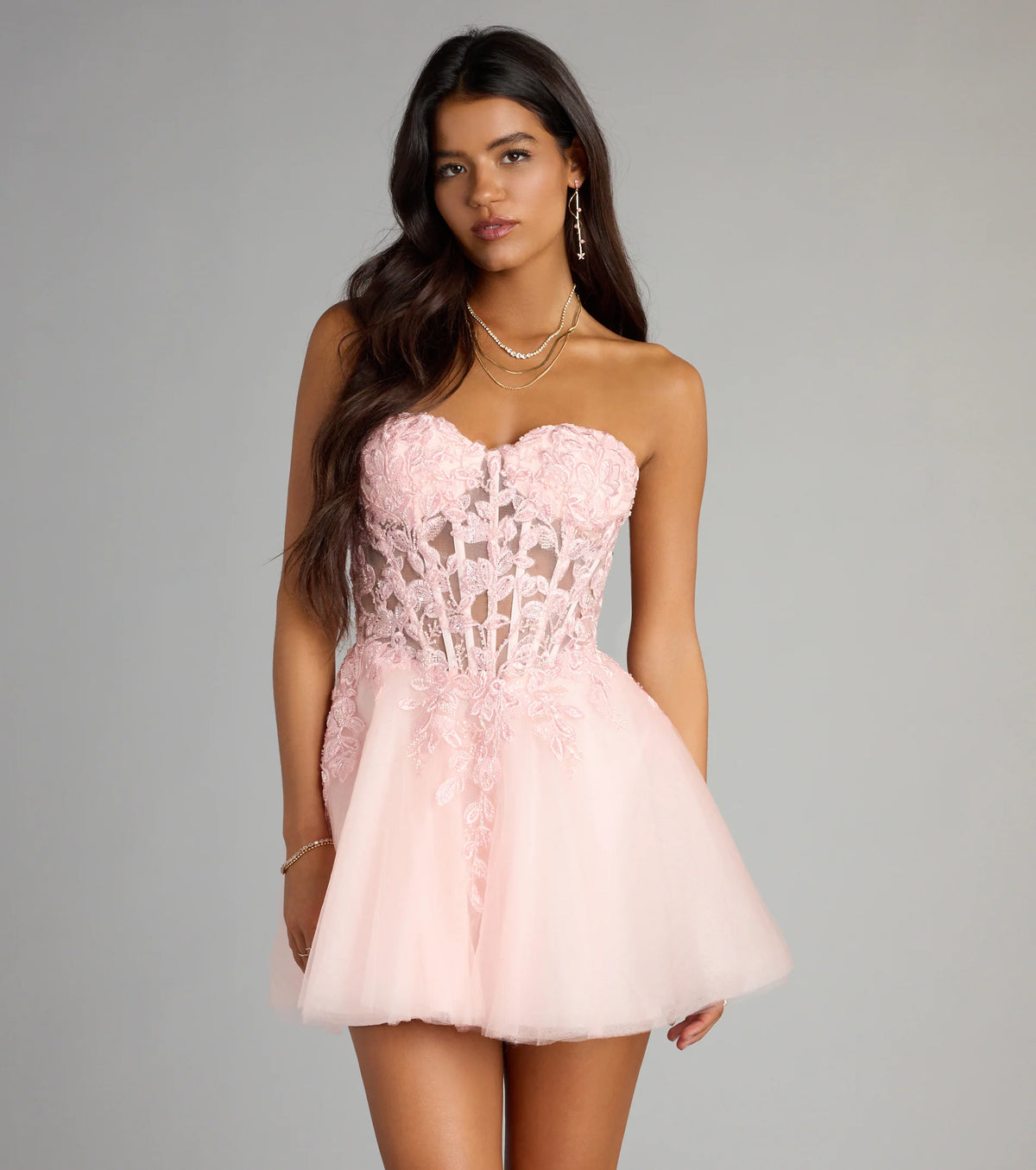 Carla Corset Tulle A-Line Mini Dress