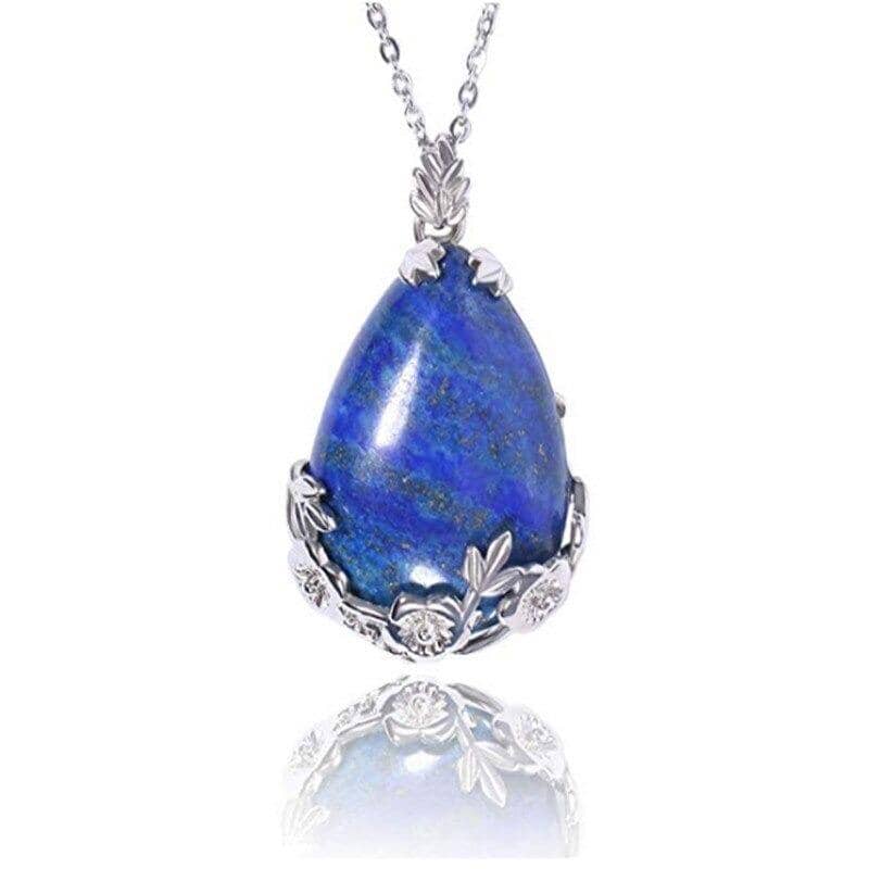 Teardrop Inlaid Flower Pendant Natural Healing Crystal (PENDANT ONLY)