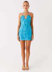 Bebe Beaded Mini Dress - Royal Blue