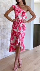 Calie Midi Dress - Pink Floral