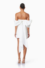 Calypso Bow Detail Mini Dress In White