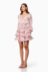 Lovebird Ruffled Tiered Mini Dress In Multi