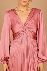 Noelle Twist Front Pleated Midi Dress - Blush