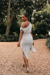 Santiago Off Shoulder Midi Dress - Sage