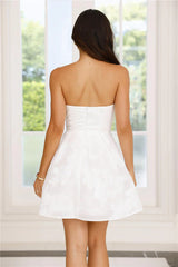 Midnight Shimmer Strapless Mini Dress White
