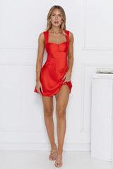 Exotic Flair Satin Mini Dress Red
