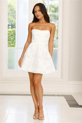 Midnight Shimmer Strapless Mini Dress White