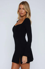 Round My Head Long Sleeve Mini Dress Black