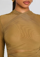 Moxey Ruched Mesh Mini Dress