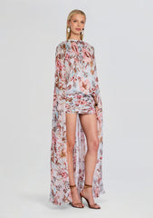 Ezra Ruched Cape Mini Dress