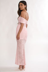 Silver Moon Off-Shoulder Maxi Dress Floral Pink