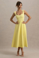 Andromeda | Lemon Sweetheart-Neck Midi Dress